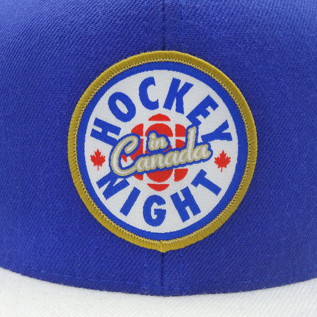 Hockey Night in Canada Logo White with Royal Flat Brim Snapback Cap
