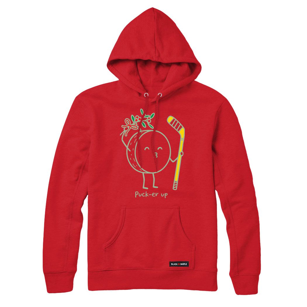 Hockey Puck-er up Christmas Mistletoe Hoodie