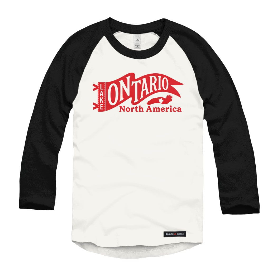 Lake Ontario North America Flag Raglan Baseball Shirt