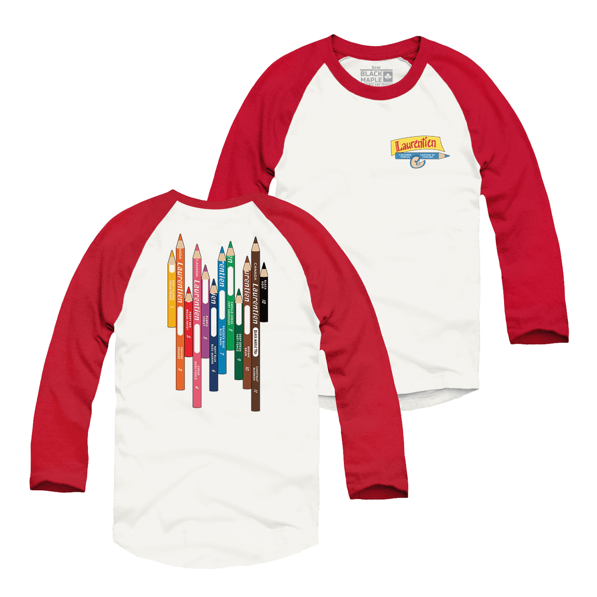 Laurentien Coloured Pencils Raglan Baseball Shirt