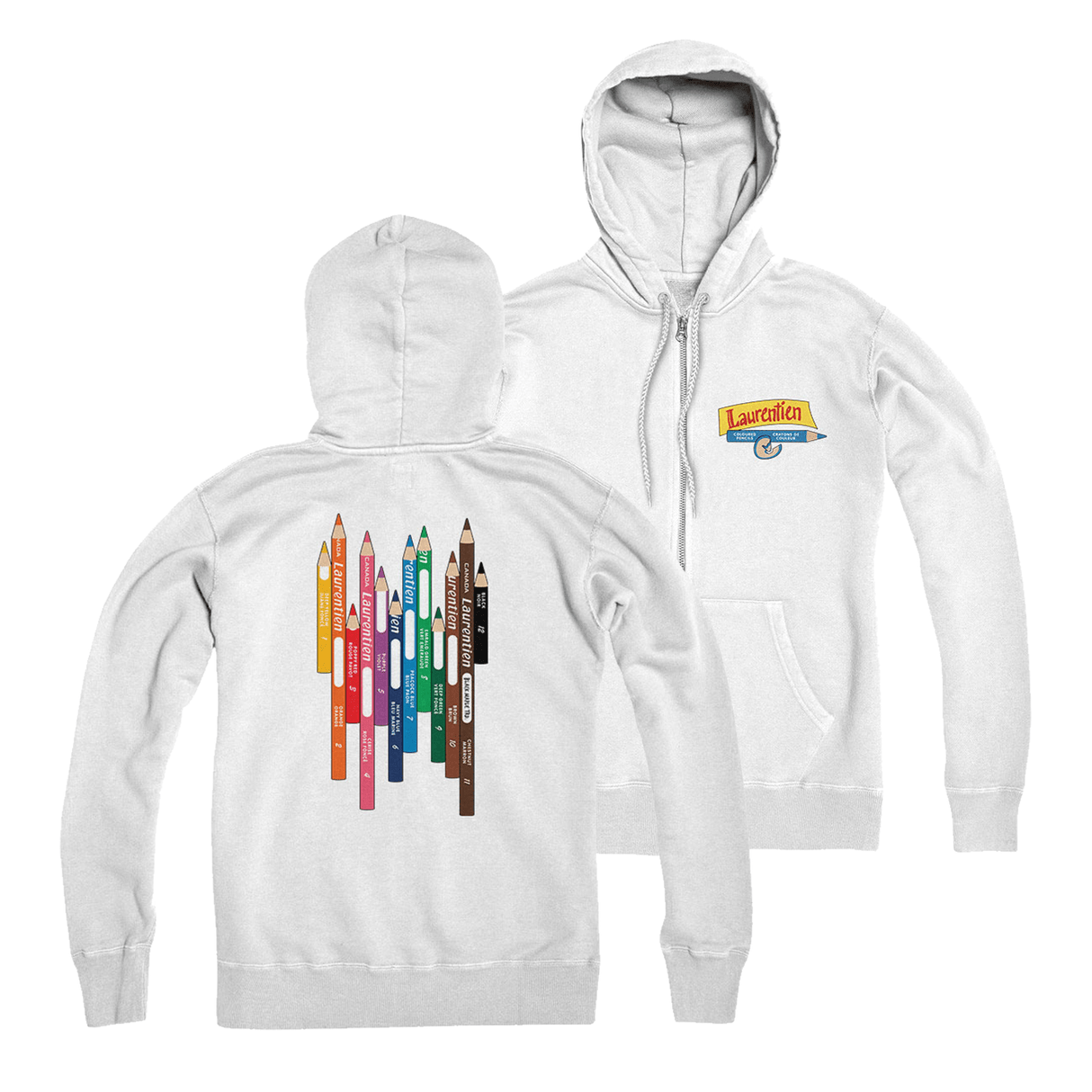 Laurentien Coloured Pencils Zip Hoodie