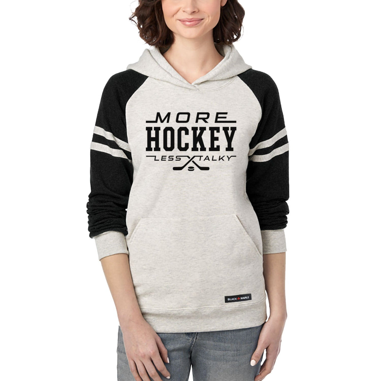 More Hockey Less Talky Varsity Hooded Sweatshirt