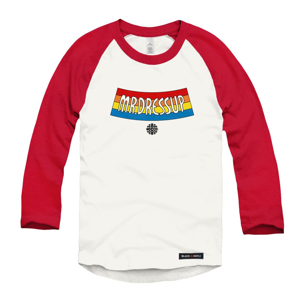 Mr Dressup Circa 1980s Logo Raglan Baseball Shirt – Black Maple Trading Co.