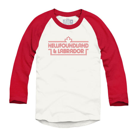Newfoundland and Labrador Retro Stripe Raglan Baseball Shirt