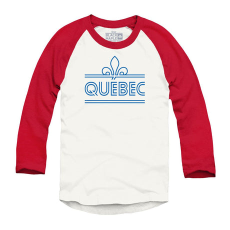 Quebec Fleur de Lys Retro Stripe Raglan Baseball Shirt