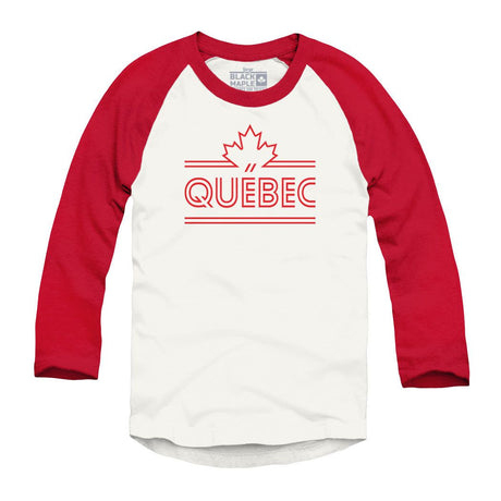 Quebec Maple Leaf Retro Stripe Raglan Baseball Shirt