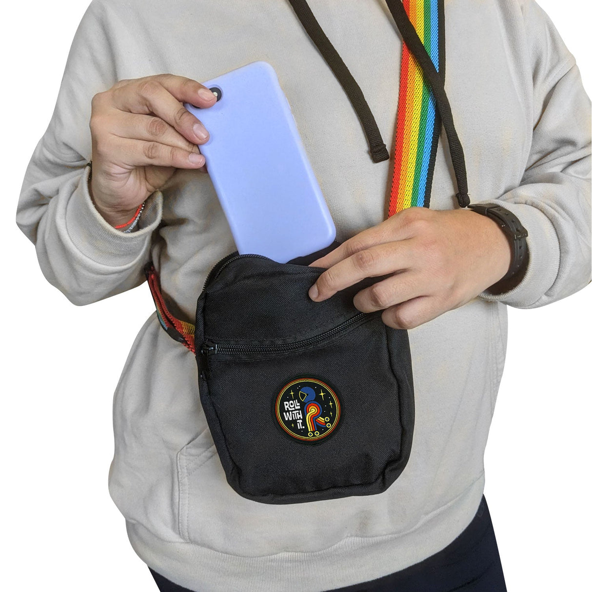 Roll With It Rollerskating Rainbow Strap Shoulder Bag