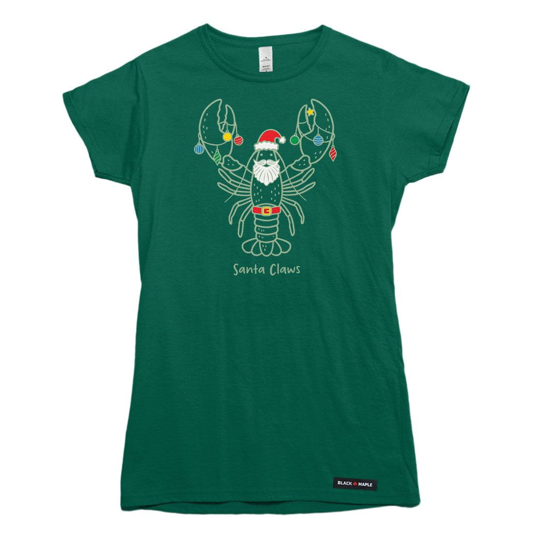 Santa Claws Christmas Lobster Womens T-shirt