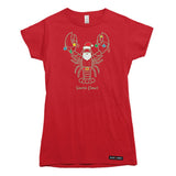 Santa Claws Christmas Lobster Womens T-shirt