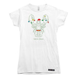 Santa Claws Christmas Lobster Womens T-shirt