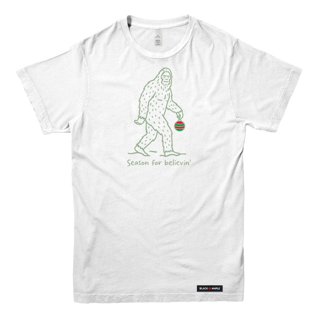 Season for Believin Christmas Sasquatch Mens T-shirt