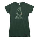 Season for Believin Christmas Sasquatch Womens T-shirt