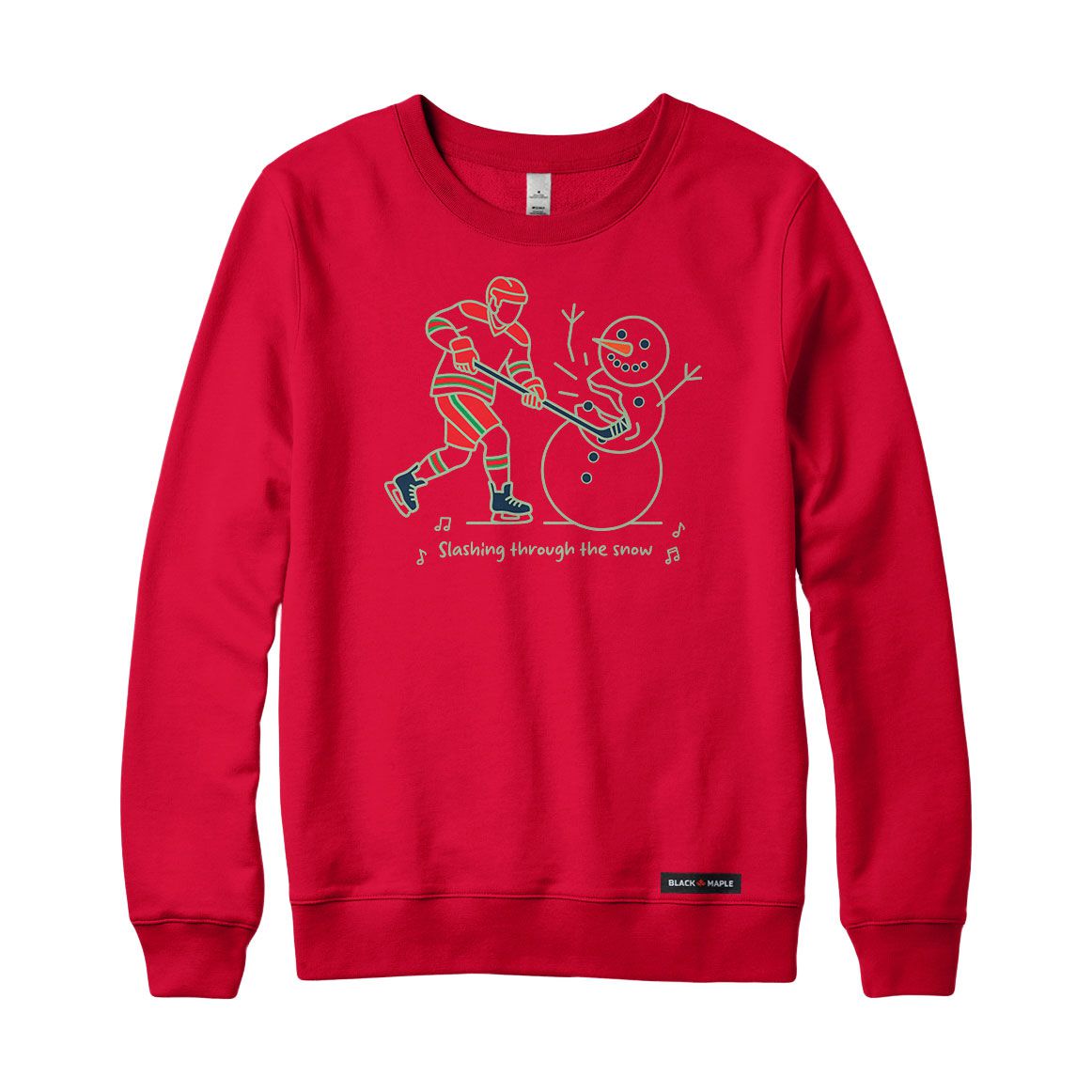 Slashing through the Snow Christmas Hockey Crewneck Sweatshirt