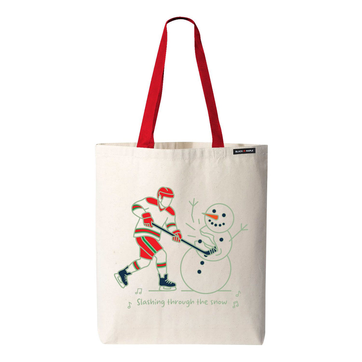 Slashing through the Snow Christmas Hockey Tote Bag
