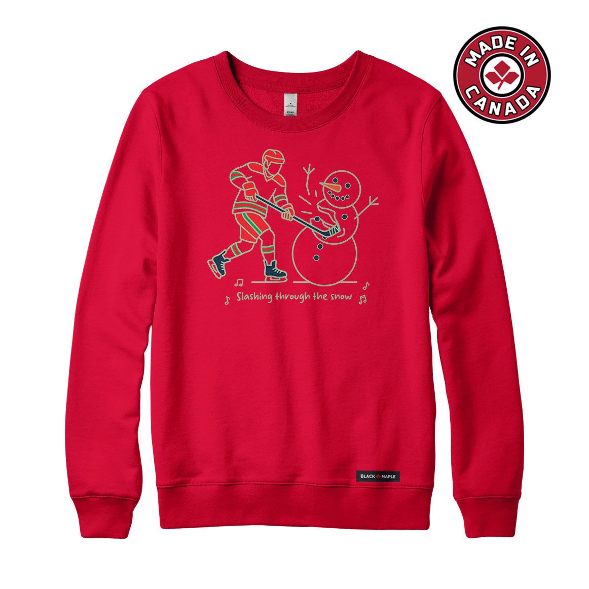 Slashing through the Snow Christmas Hockey Crewneck Sweatshirt