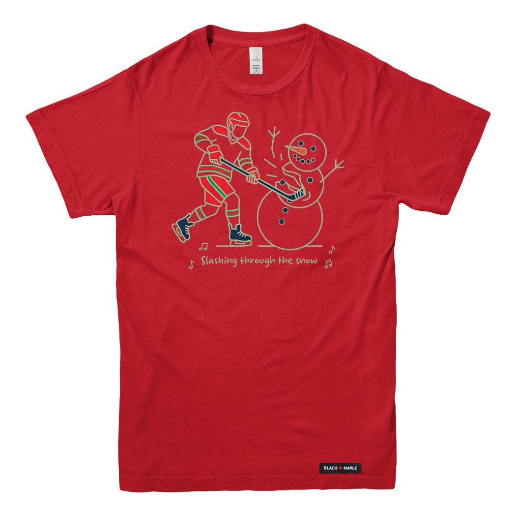 Slashing through the Snow Christmas Hockey Mens T-shirt