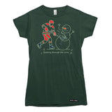 Slashing through the Snow Christmas Hockey Womens T-shirt