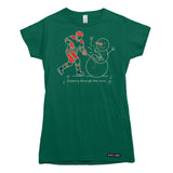 Slashing through the Snow Christmas Hockey Womens T-shirt