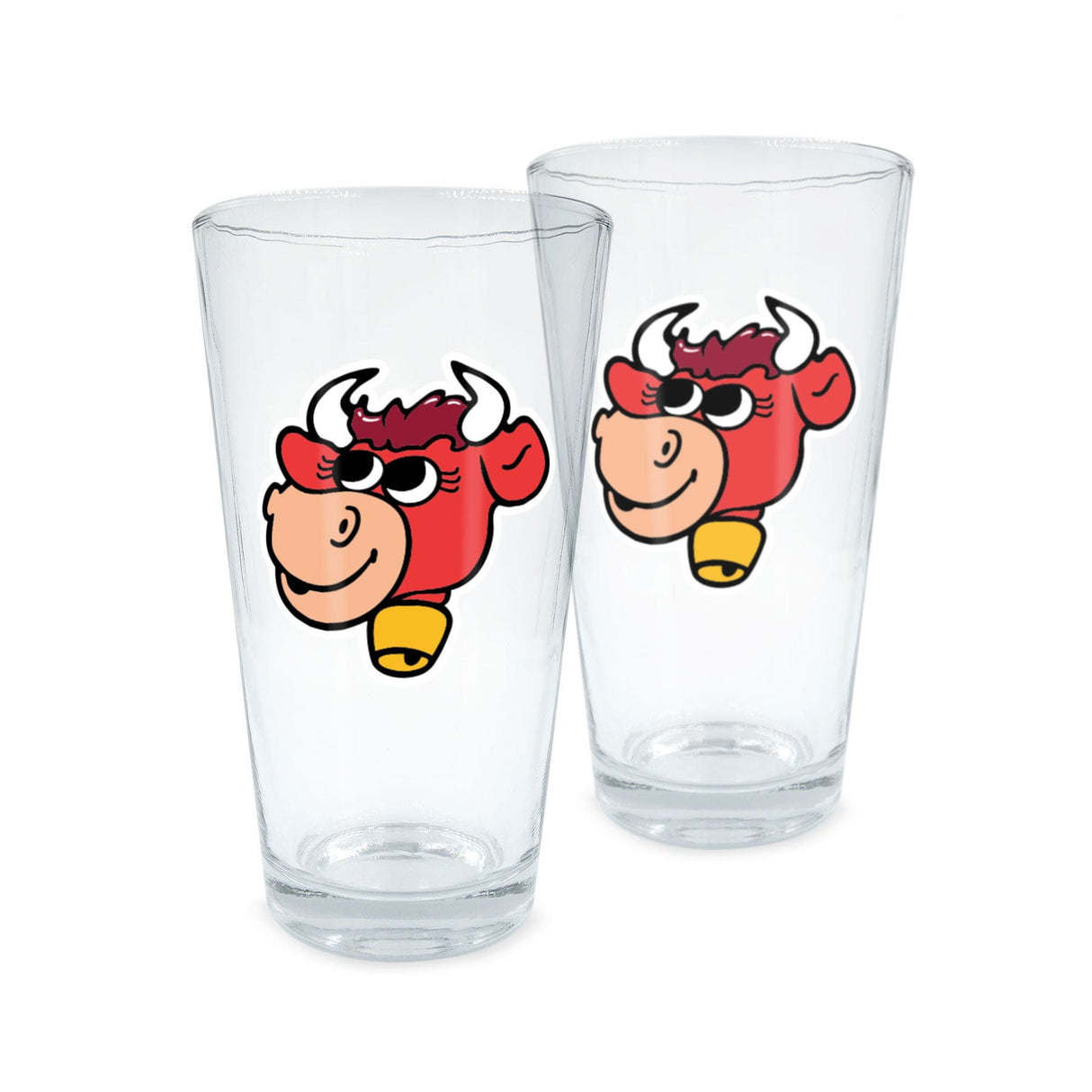 Strawberry Milk Cow 16 oz Pint Glass Pair