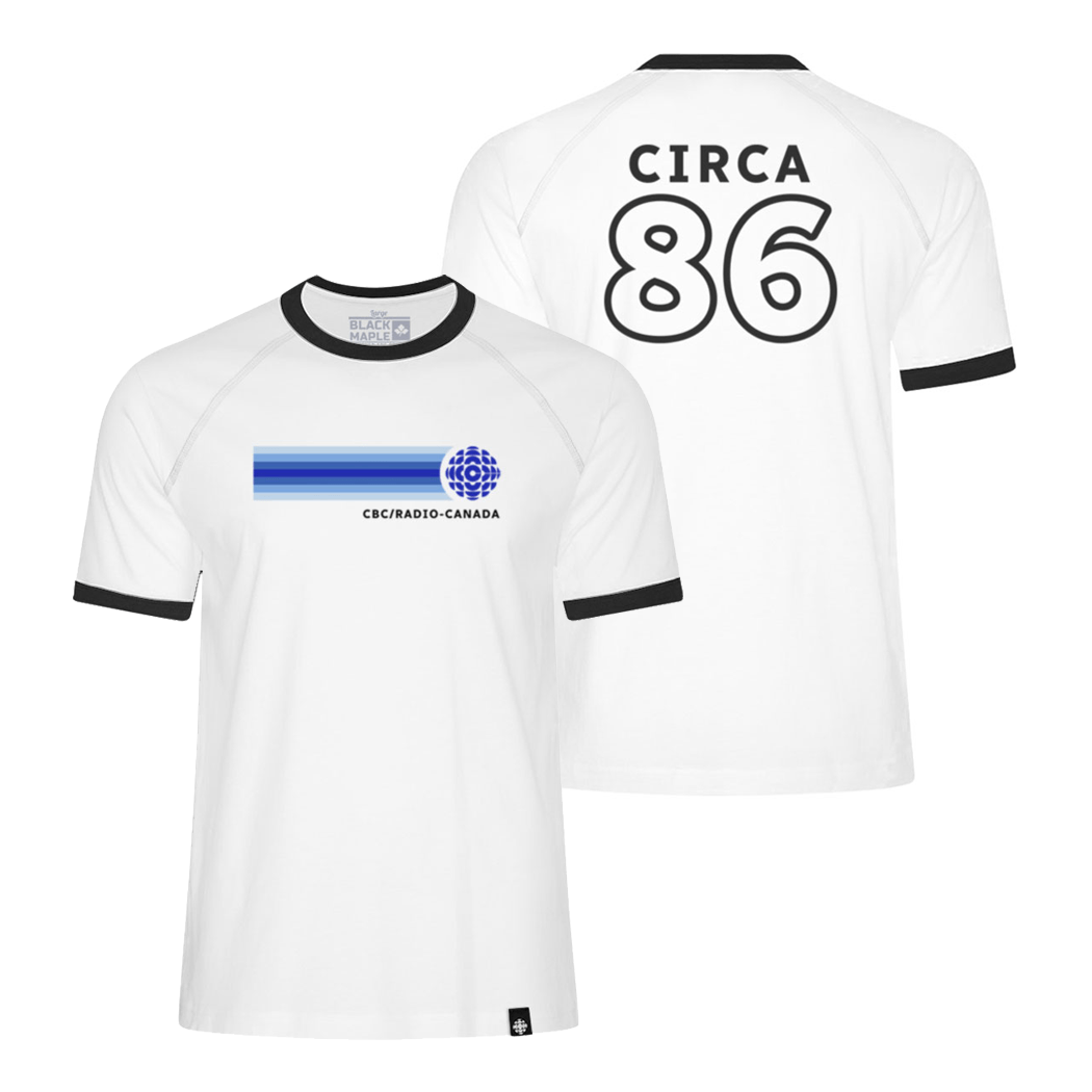 CBC 86 Retro Stripe Ringer Tee White with Black