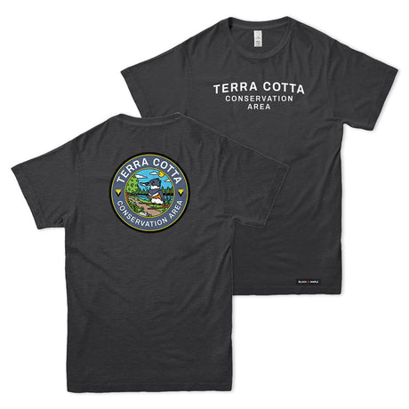 Terra Cotta Conservation Area Front & Back Print T-Shirt | Credit Valley Parks