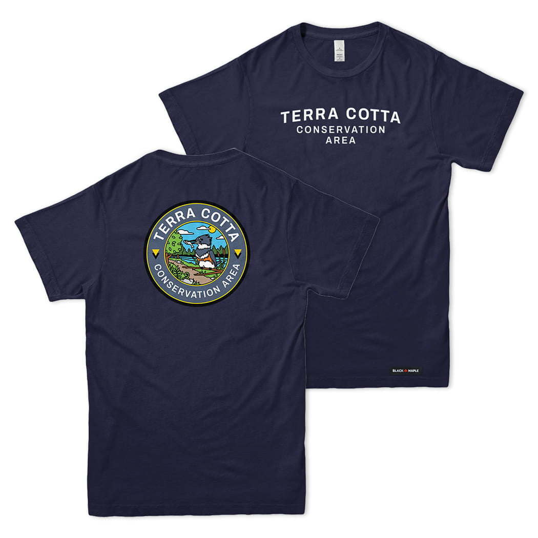 Terra Cotta Conservation Area Front & Back Print T-Shirt | Credit Valley Parks