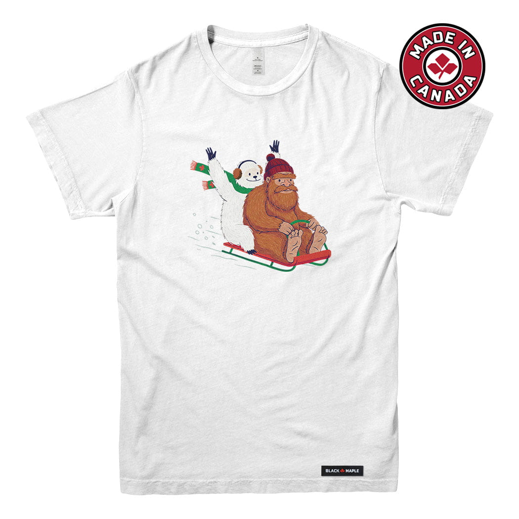 Yeti and Bigfoot Sledding T-shirt