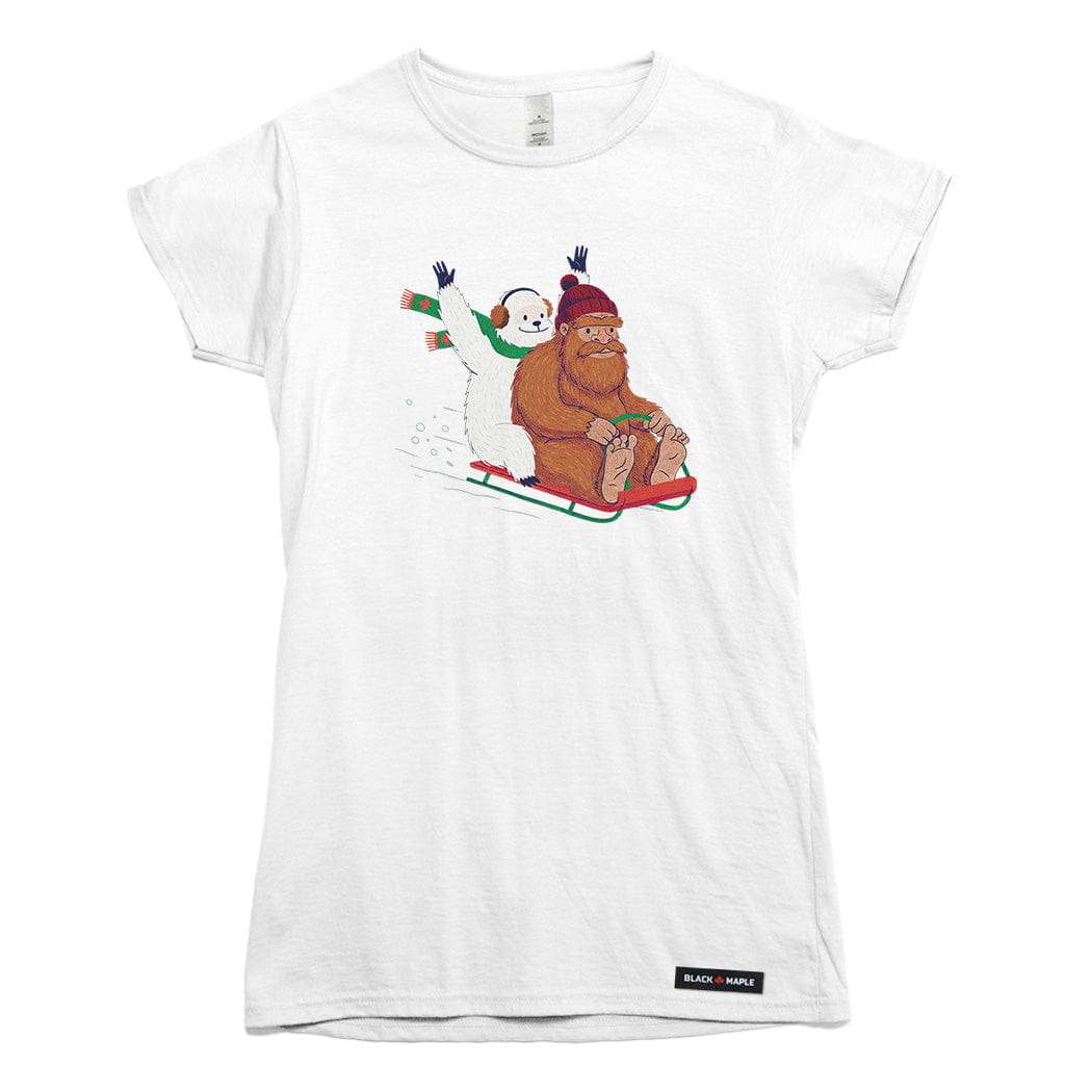 Yeti and Bigfoot Sledding T-shirt