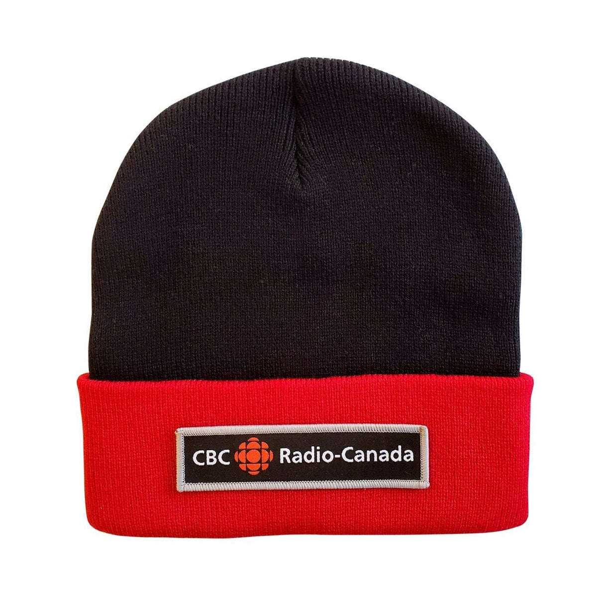 CBC Black and Grey Long Logo Black with Red Cuff Tuque