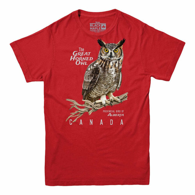 Alberta Great Horned Owl Provincial Bird T-shirt – Black Maple