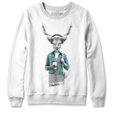 Hipster Deer with Latte White Crewneck Sweatshirt