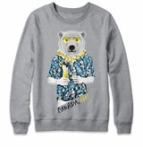 Polar Bear with Daiquiri Athletic Gray Crewneck Sweatshirt