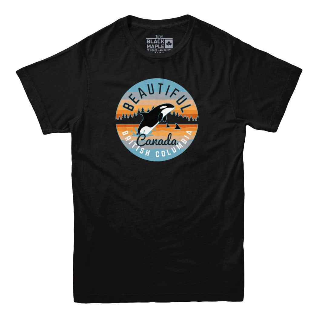Beautiful British Columbia BC Whale T-shirt Mens T-shirt / Black / S