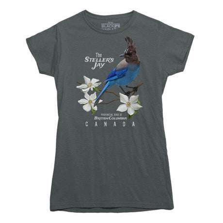 British Columbia Stellar Jay Pronvincial Bird Womens Tshirt Charcoal