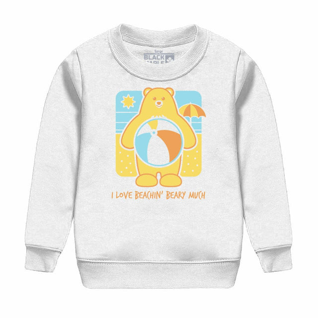 I Love Beachin Beary Much Kids Crewneck Sweatshirt