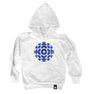 CBC 1986-92 Blue Textured Logo Youth Pullover Hoodie White
