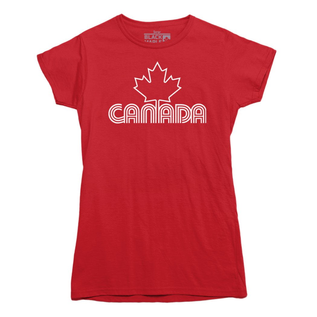 Canada Day Retro Design T shirt Black Maple Trading Co