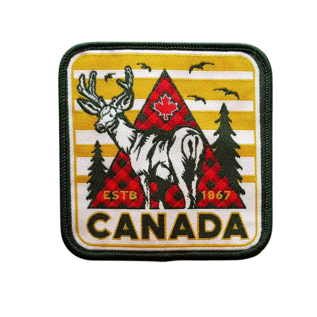 Canada Deer in Front of Mountains Iron On Patch