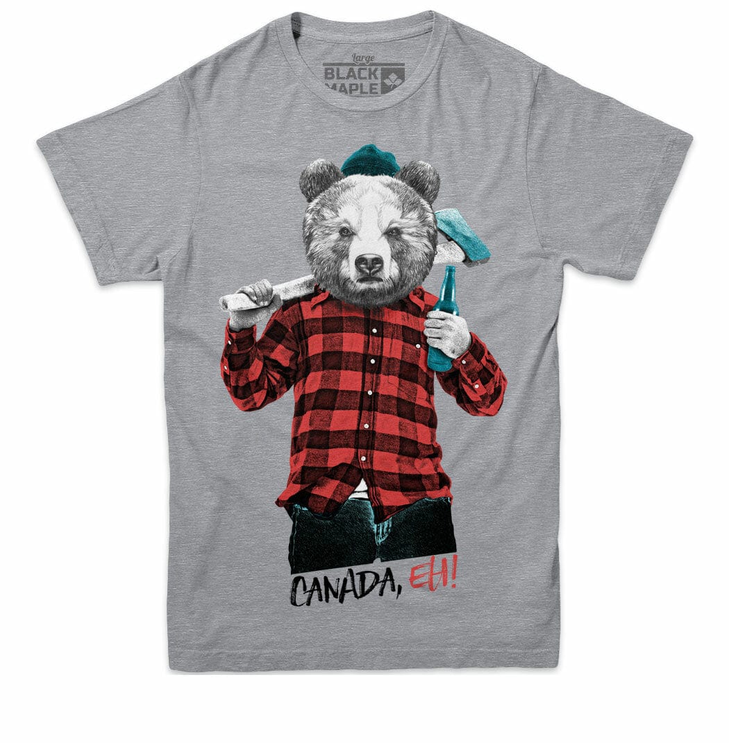 Lumberjack Bear with Beer Unisex T-shirt - Athletic Gray