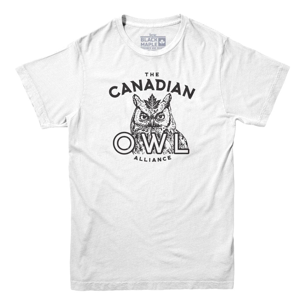 Canadian Owl Alliance T Shirt Black Maple Trading Co   CanadianOwlAllianceMensT ShirtWhite 