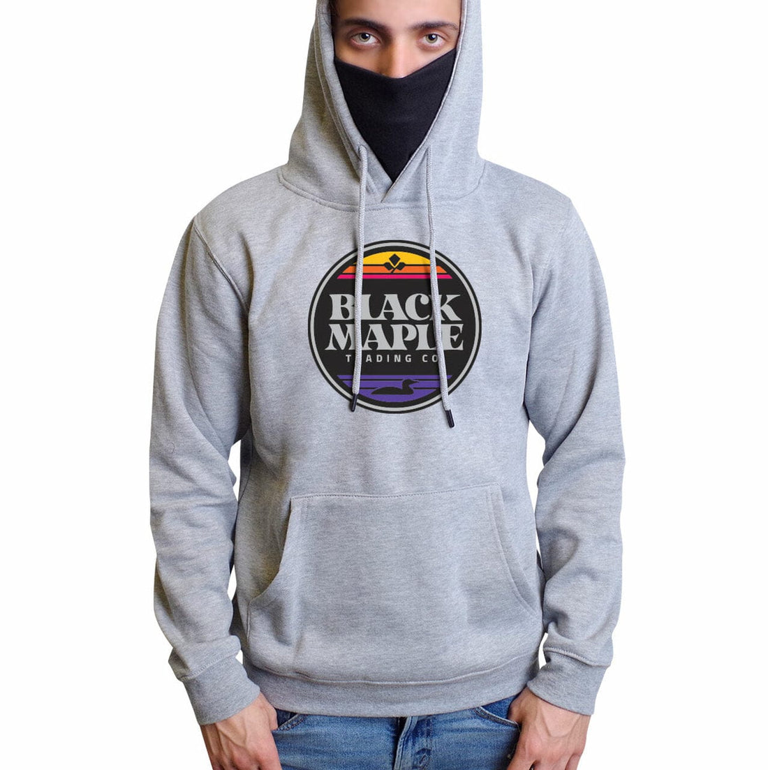 Circle Sunset BMT Logo SOE Hoodie with mask - Sports Grey