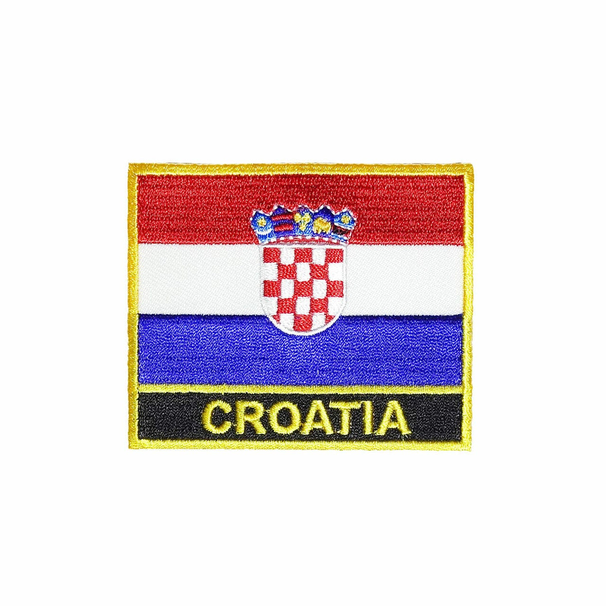 Croatia Flag Gold Frame Iron On Patch