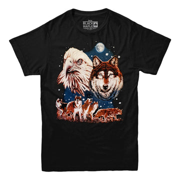 Wolf & Eagle Men's T-shirt Black