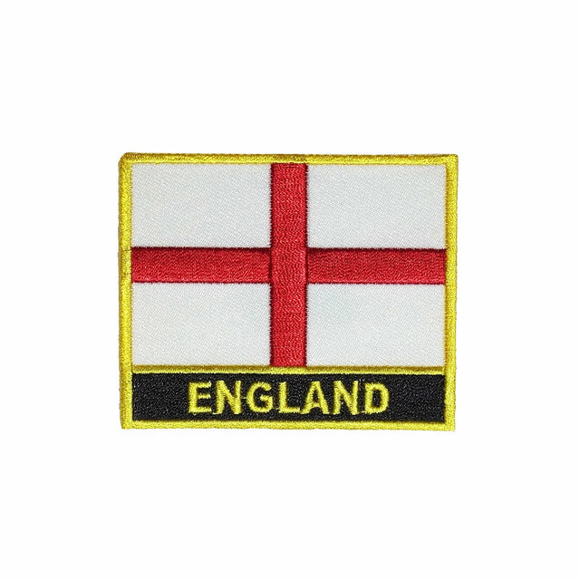 England Flag Gold Frame Iron On Patch
