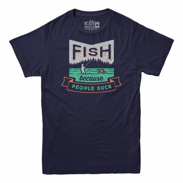 Fish Because People Suck Men's T-shirt Navy