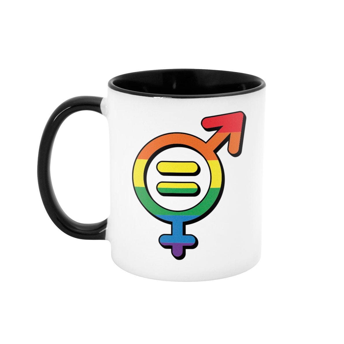 Pride Gender Equality Icon White with Black Accents 11 oz Mug