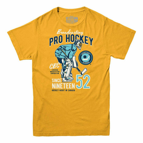 Hockey Night In Canada Broadcasting Pro Hockey Men's T-shirt Gold