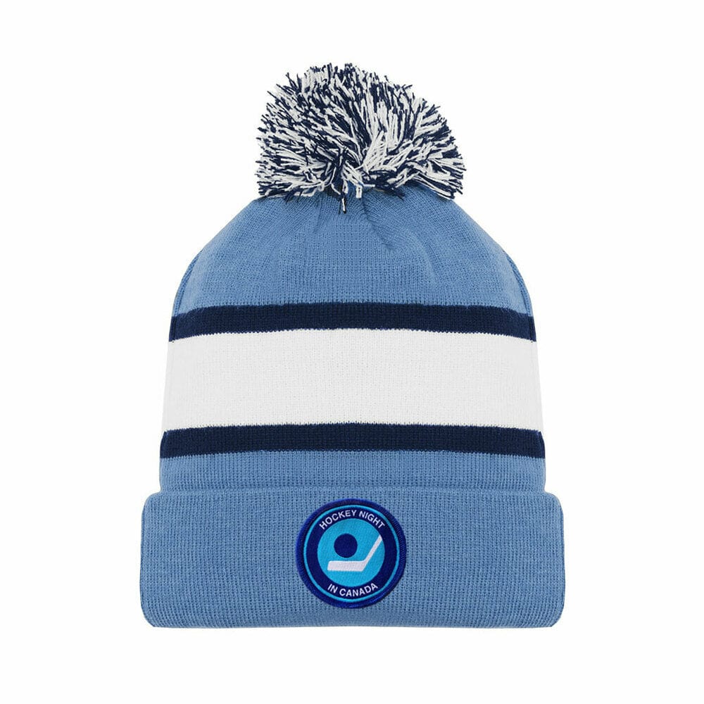 Retro Hockey Night In Canada Light Blue Toque Hat – Black Maple