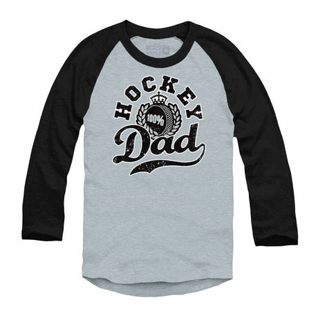 Hockey Dad ??Raglan Baseball Shirt Athletic Heather with Black