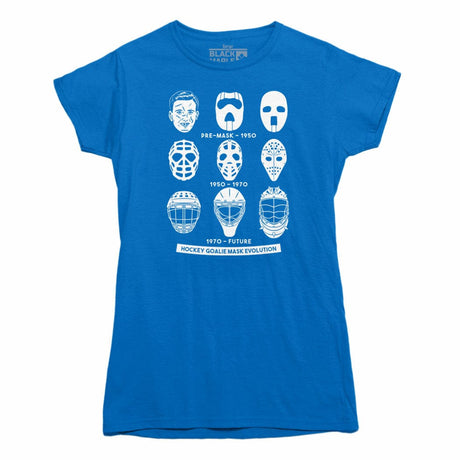 Hockey Goalie Mask Evolution Women's T-shirt Royal Blue